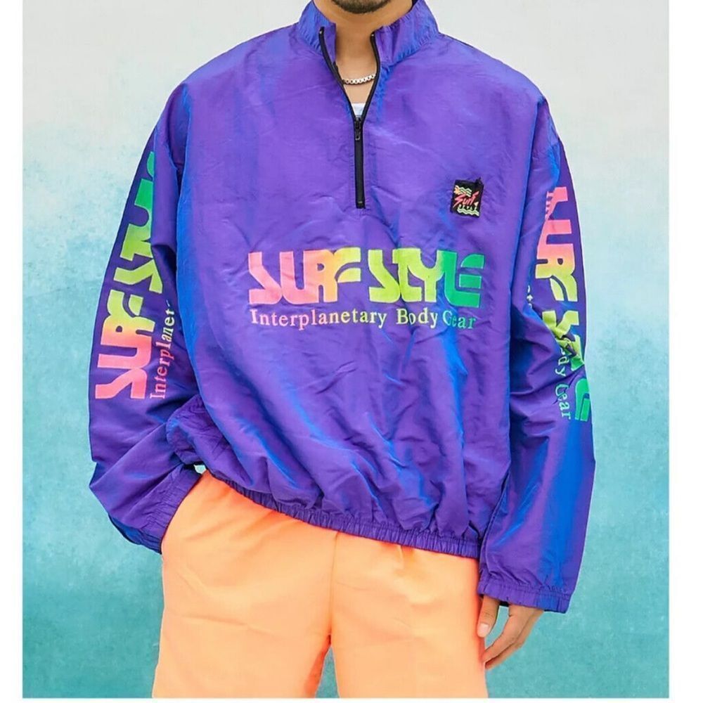 surf style Purple Windbreaker with Neon Logo